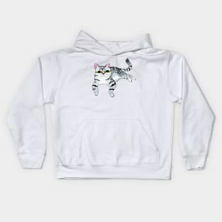 Relaxed Grey Tabby Cat Kids Hoodie